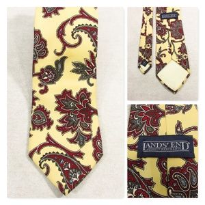 Lands End Necktie 60" L 3.5"W Yellow Red Paisley